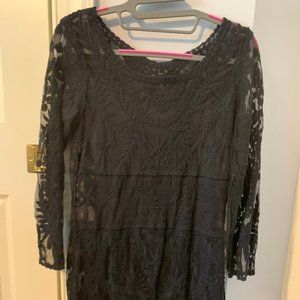 Express Black Lace Sleeve Dress